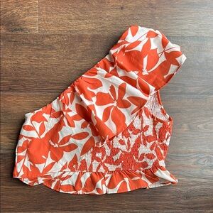 Orange and White One Shoulder Top | Vibrant Summer Top | One Shoulder | Crop Top